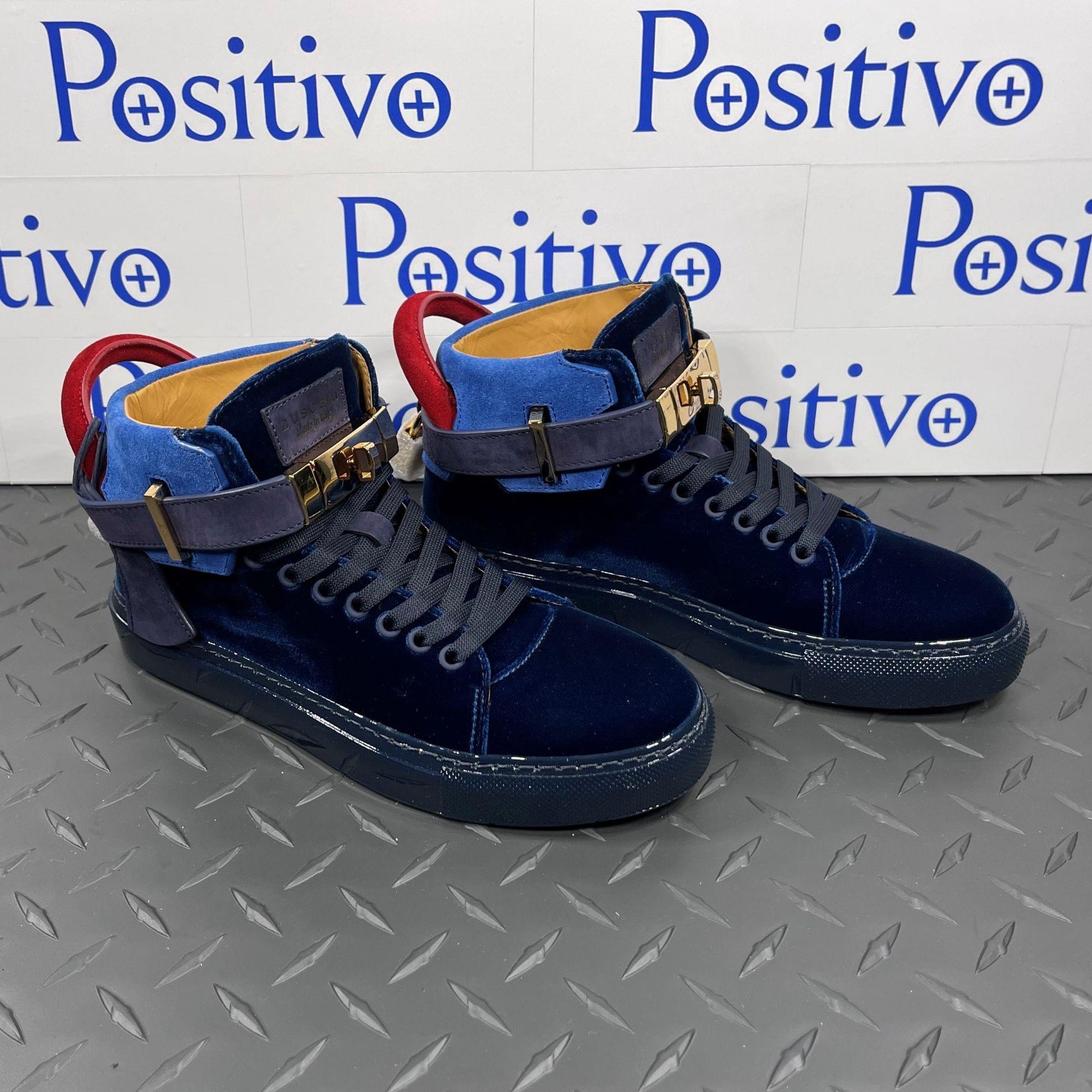 Buscemi Womens 100MM Navy Velvet Sneakers | Positivo Clothing