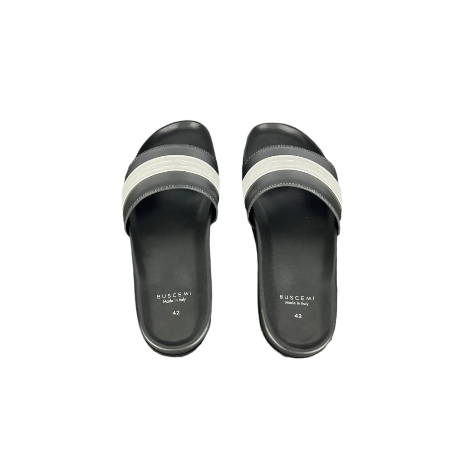 Buscemi Mens Slide Sport Grey/White Leather Sandals | Positivo Clothing