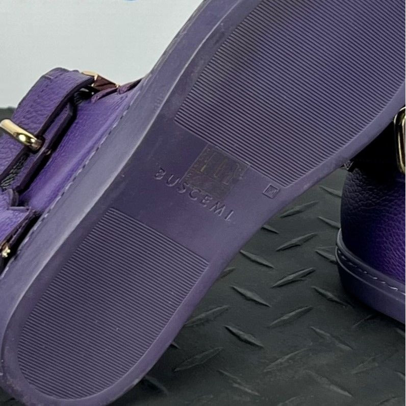 Buscemi Womens 100MM Flat Violet Leather Sneakers | Positivo Clothing