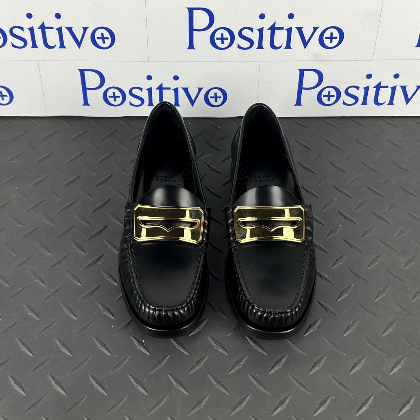 Buscemi Womens Town Loafer Black/Gold Leather Loafers SAMPLE | Positivo Clothing