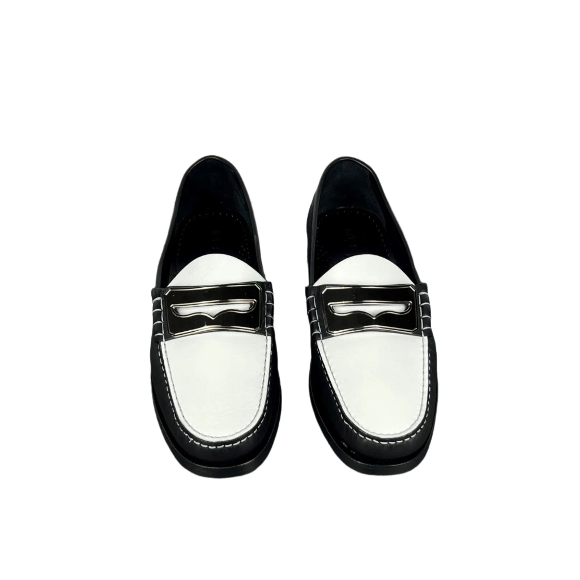 Buscemi Mens Town Loafer Black/White Leather Loafers | Positivo Clothing