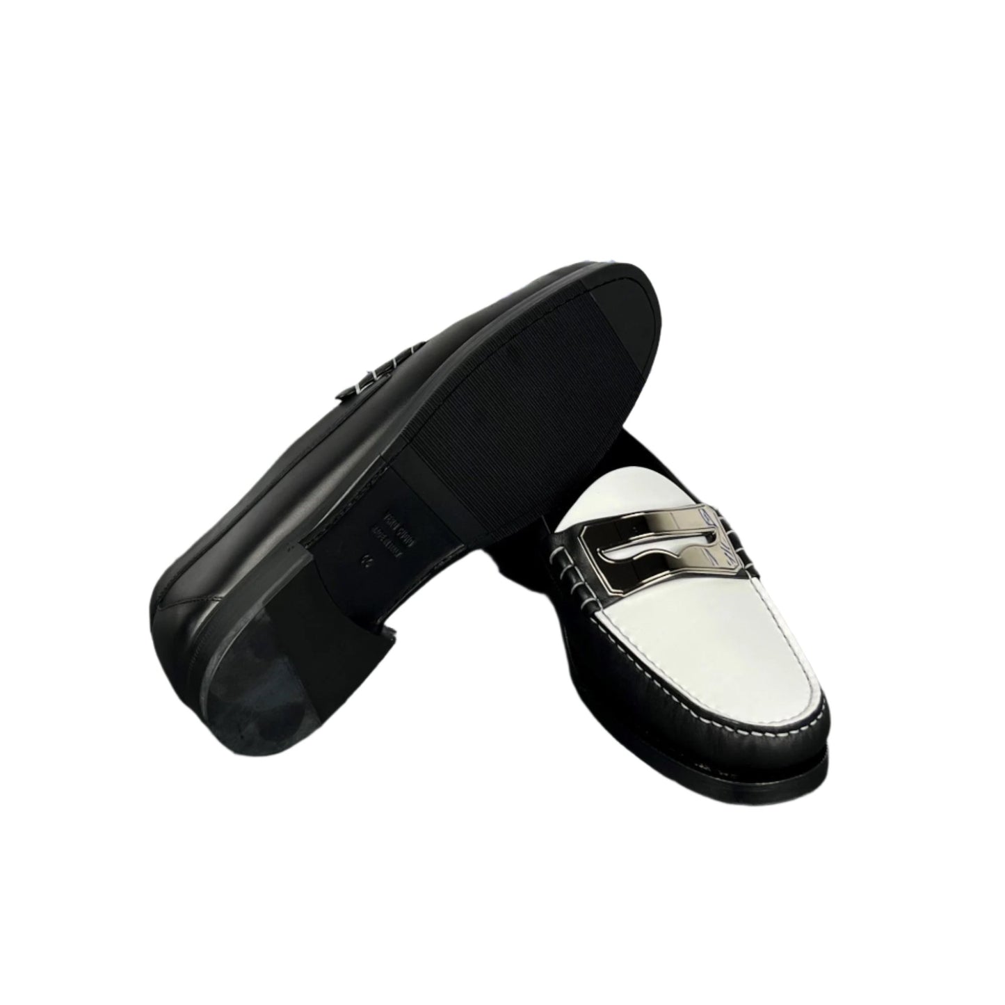 Buscemi Mens Town Loafer Black/White Leather Loafers | Positivo Clothing