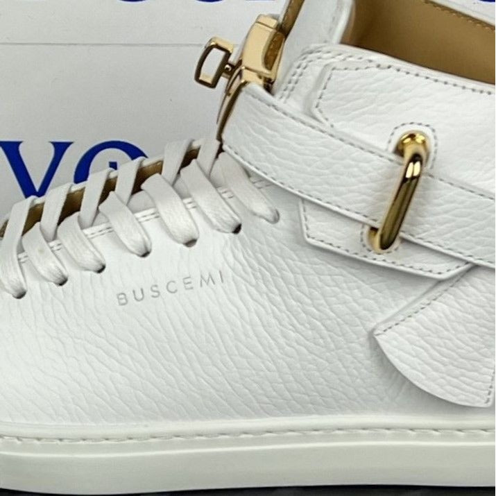 Buscemi Women's 100MM Alce White Leather Sneakers