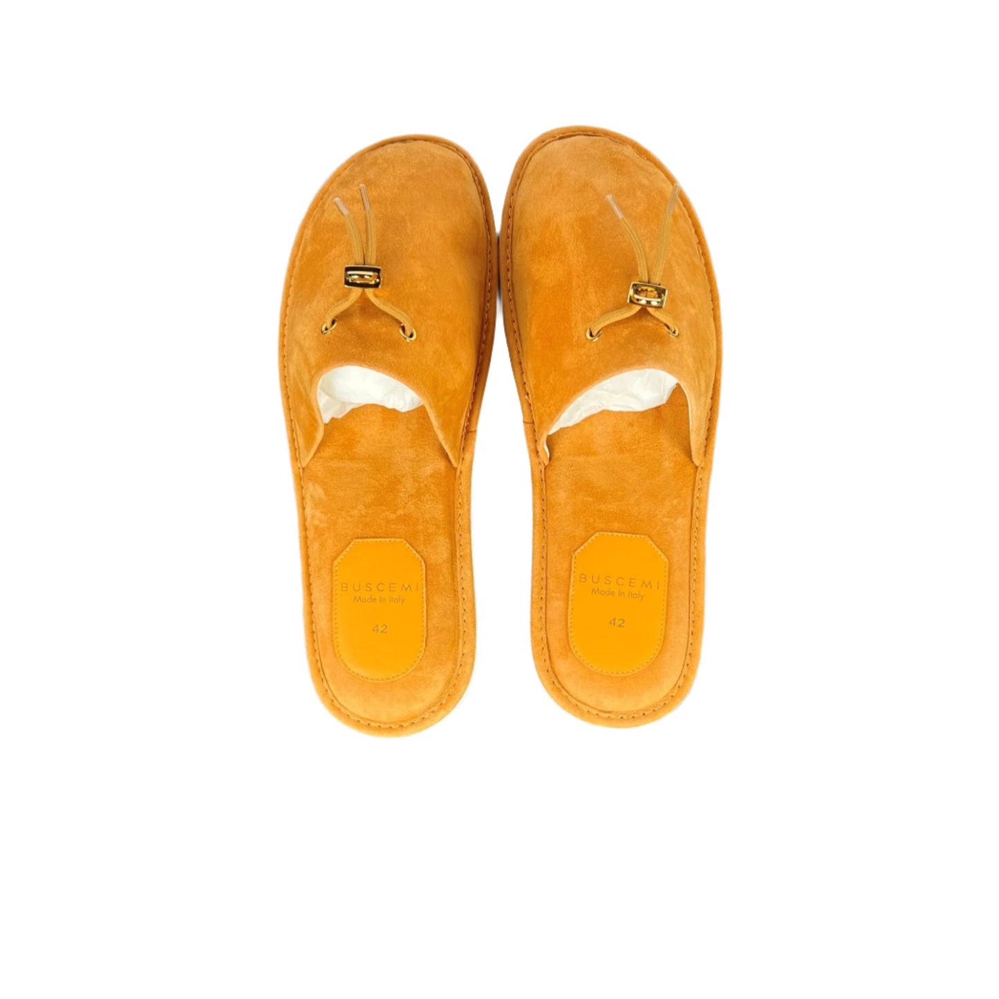 Buscemi Mens Greenwich Orange Suede Slippers SAMPLE | Positivo Clothing