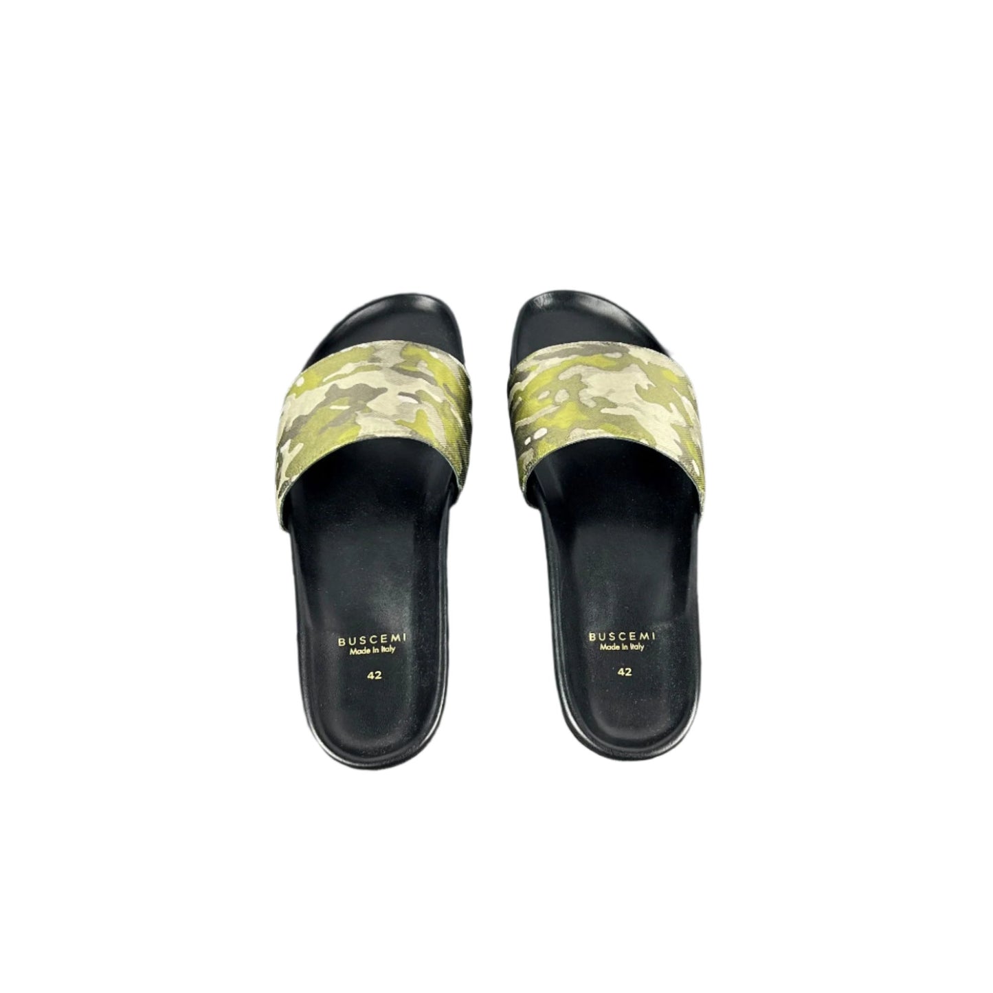 Buscemi Mens Slide Jacquard Camou Leather Sandals | Positivo Clothing