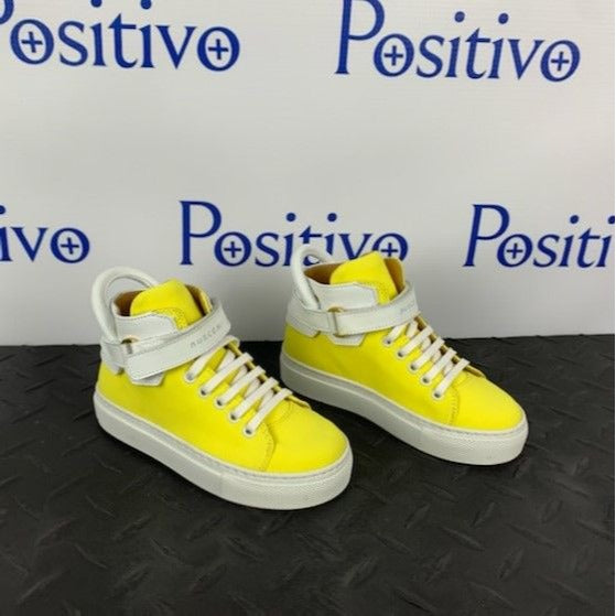 Buscemi 100MM Kid Licra Yellow Leather Sneakers | Positivo Clothing