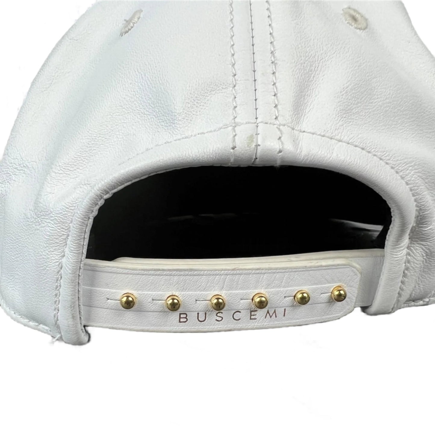 Buscemi Men's Postback White Tonal Smooth Cow Leather Hat New w/ Replacement Box