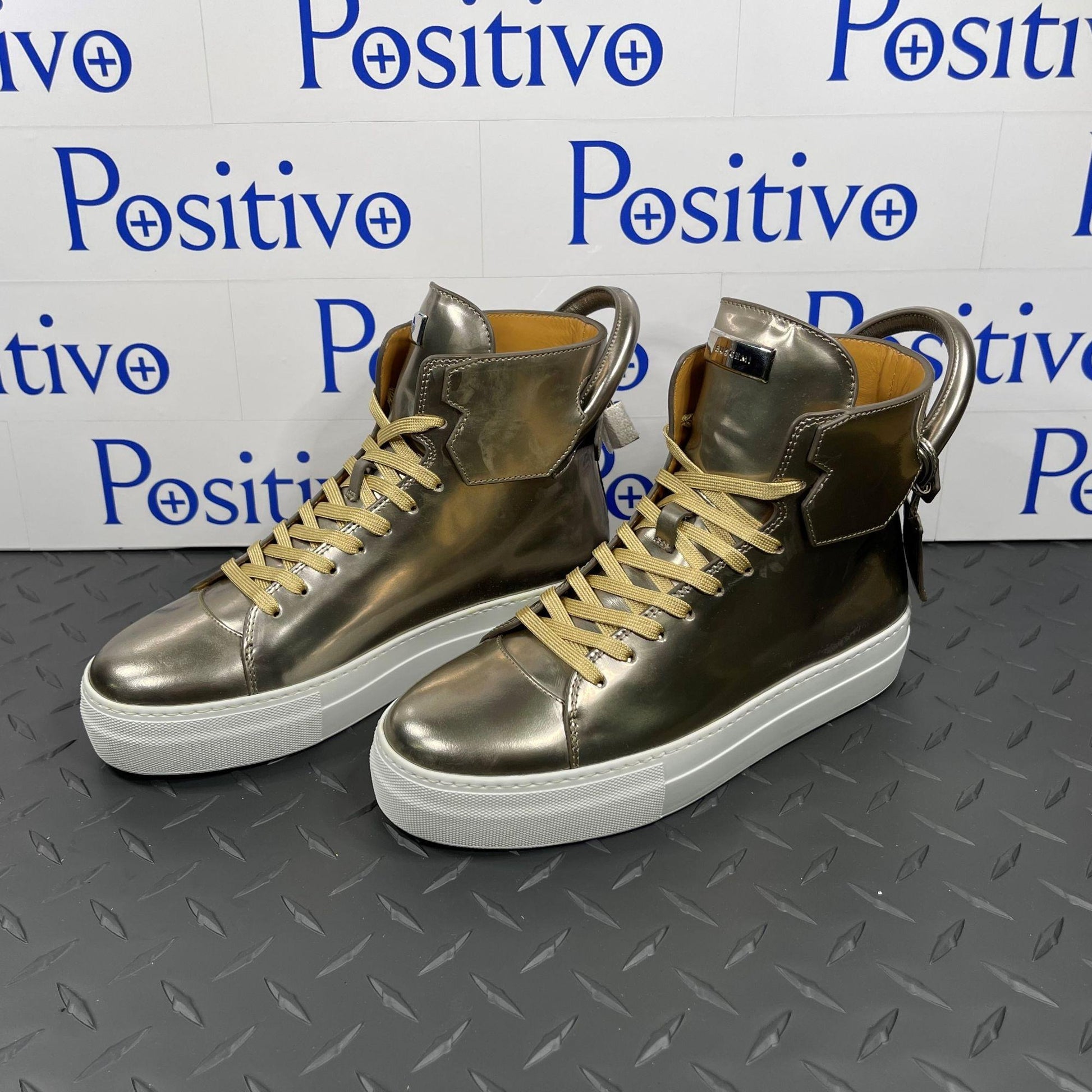 Buscemi Womens 125MM Gioia Gold Leather Sneakers | Positivo Clothing