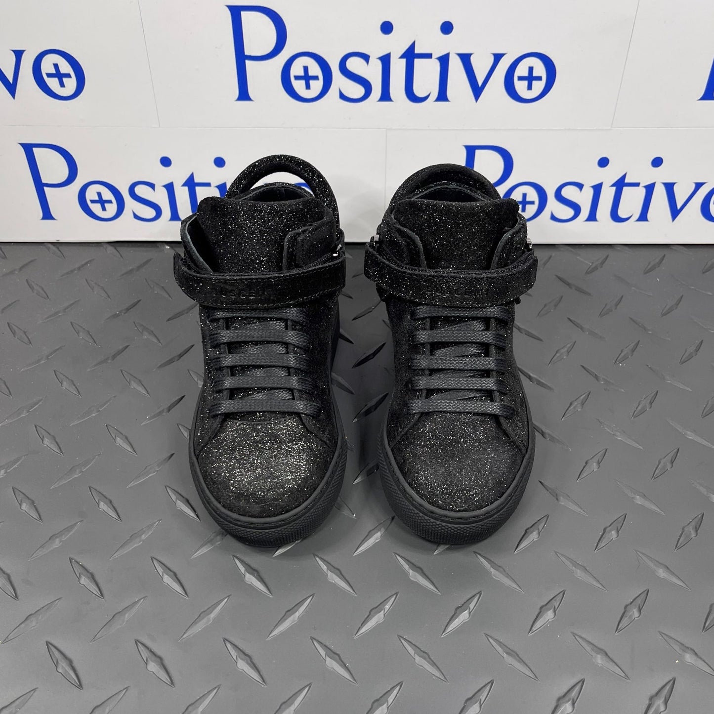 Buscemi 100MM Kid Gleam Black Leather Sneakers | Positivo Clothing