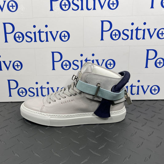 Buscemi Womens 100MM Grey/Light Blue Leather Sneakers | Positivo Clothing