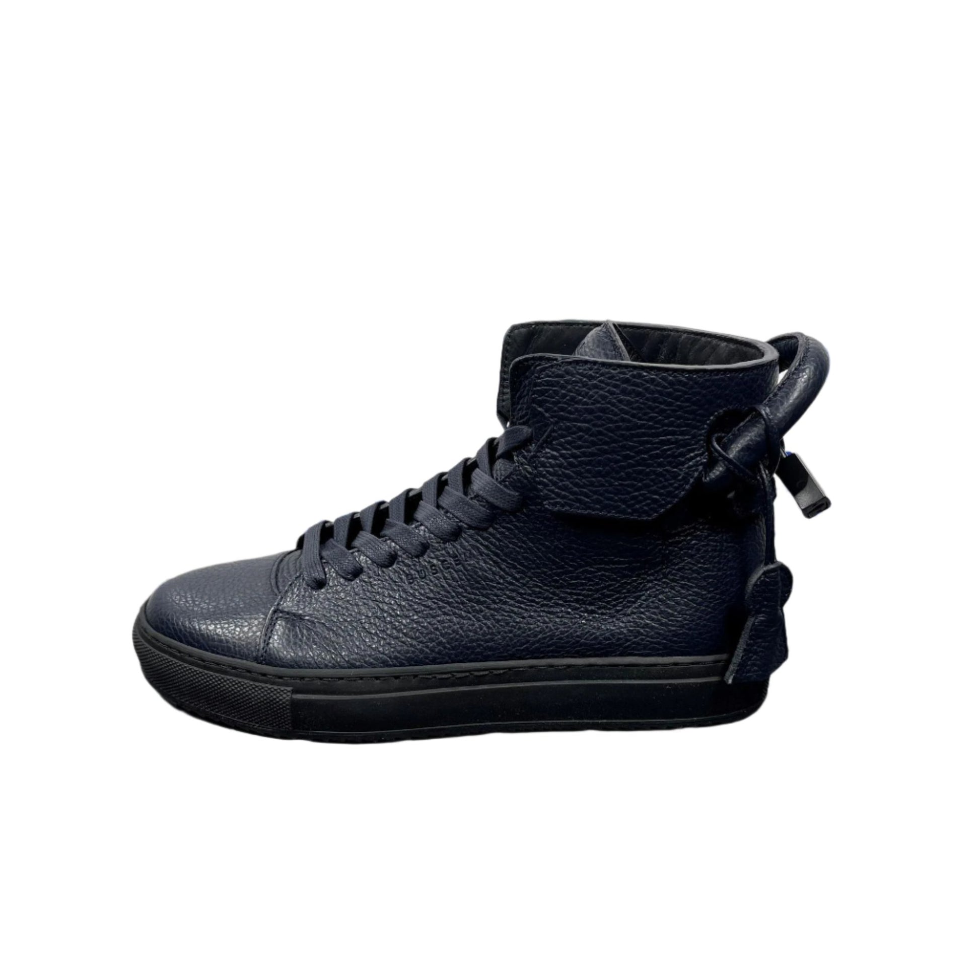 Buscemi Mens 125MM Blue/Black Leather High Top Sneakers | Positivo Clothing