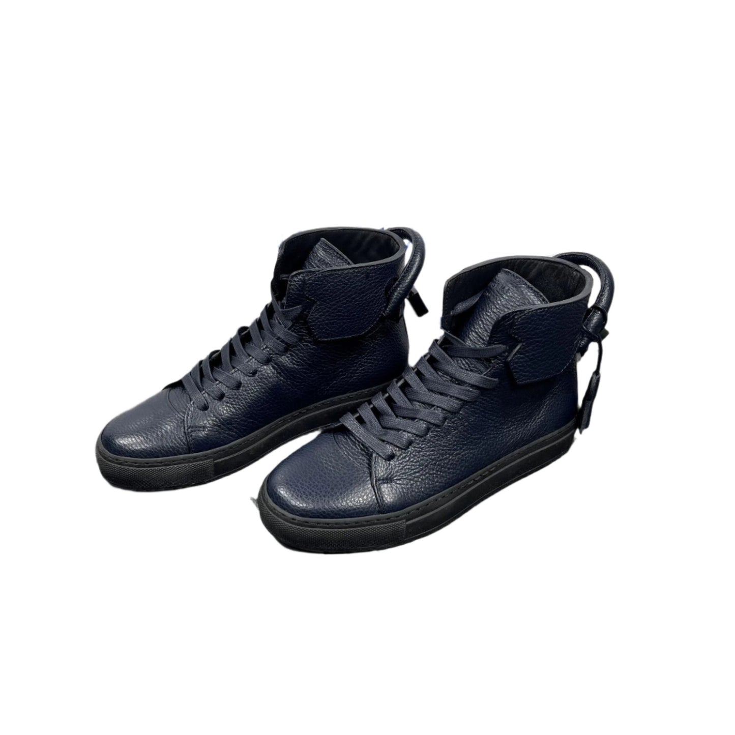 Buscemi Mens 125MM Blue/Black Leather High Top Sneakers | Positivo Clothing