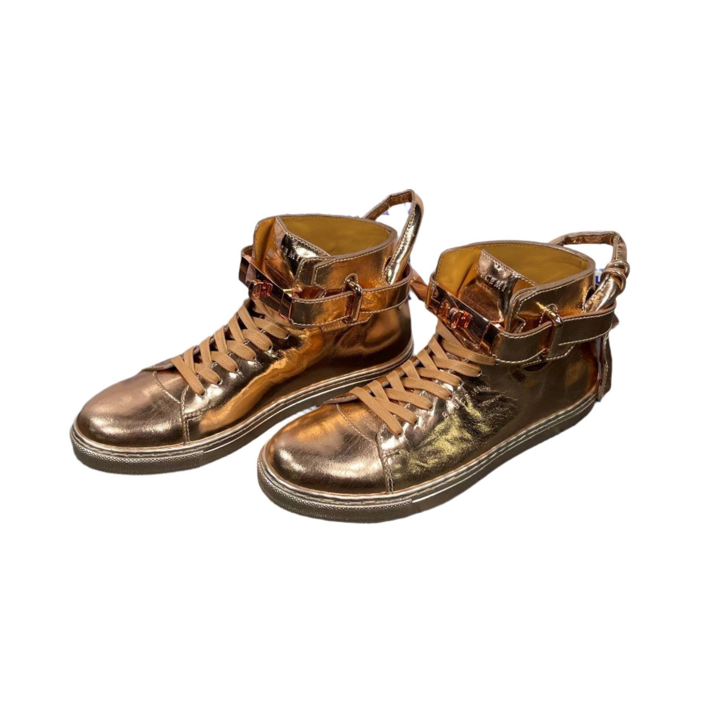 Buscemi Mens 100MM Rose Leather High Top Sneakers | Positivo Clothing