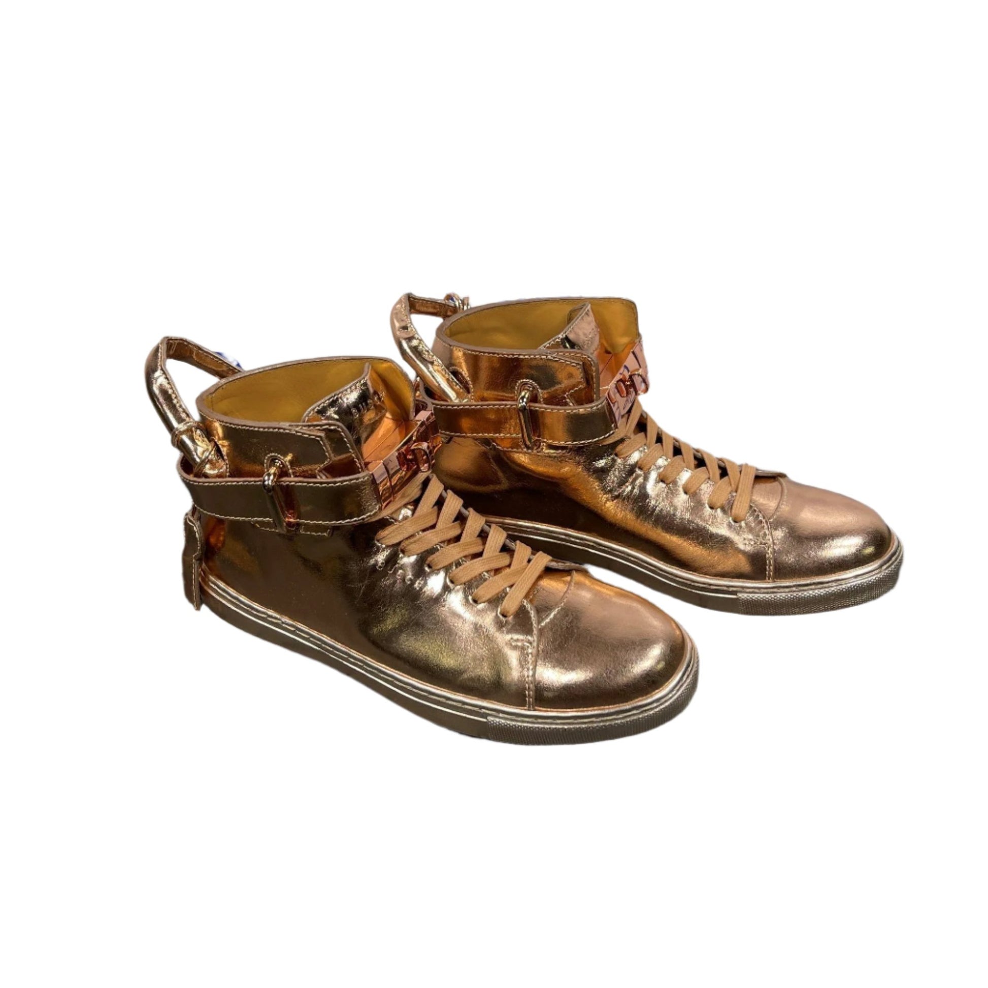 Buscemi Mens 100MM Rose Leather High Top Sneakers | Positivo Clothing