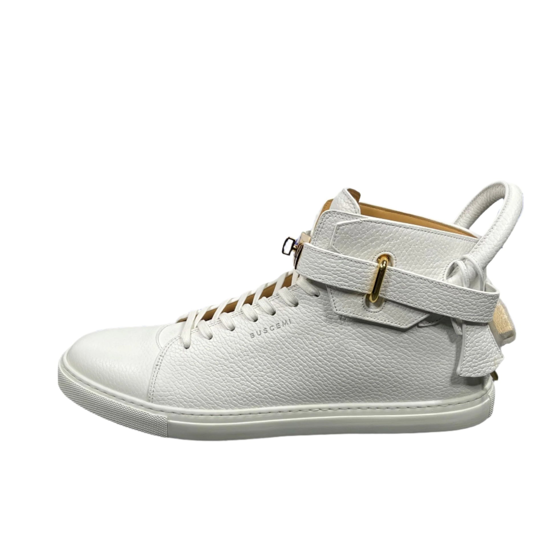 Buscemi Mens 100MM White Leather Sneakers SAMPLE | Positivo Clothing