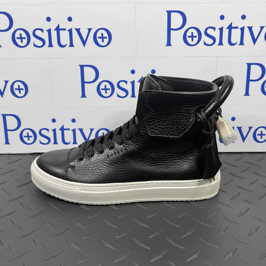 Buscemi Womens 125MM Black/White Leather High Top Sneakers | Positivo Clothing