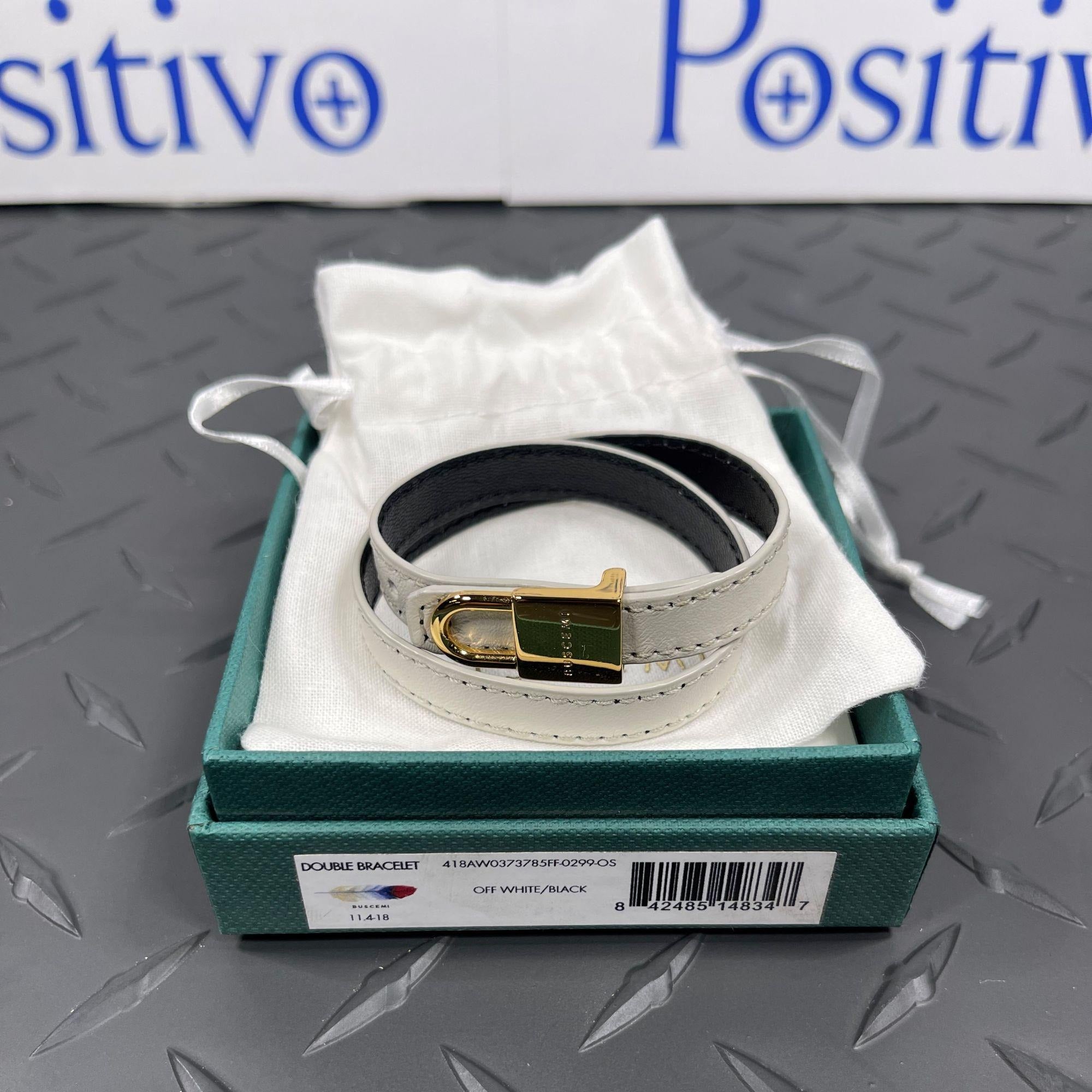 Buscemi Double Bracelet Off White Black Leather Positivo Clothing