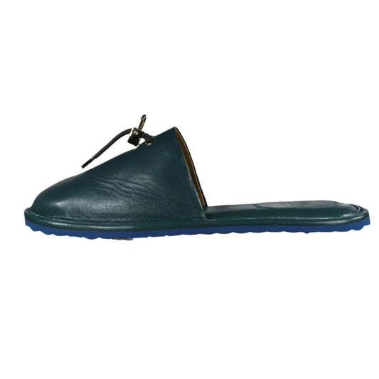 Buscemi Greenwich Petrol Leather Slippers | Positivo Clothing