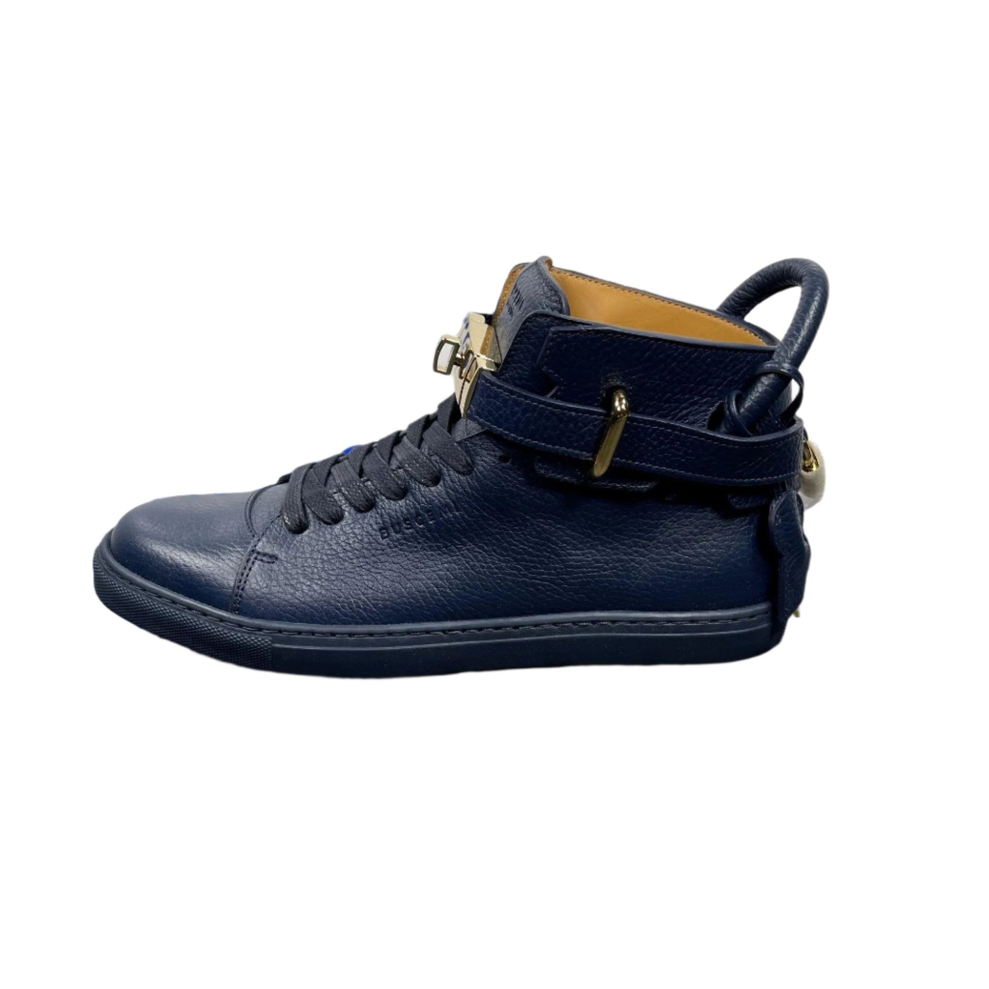 Buscemi Mens 100MM Oceano Blue Leather Sneakers | Positivo Clothing