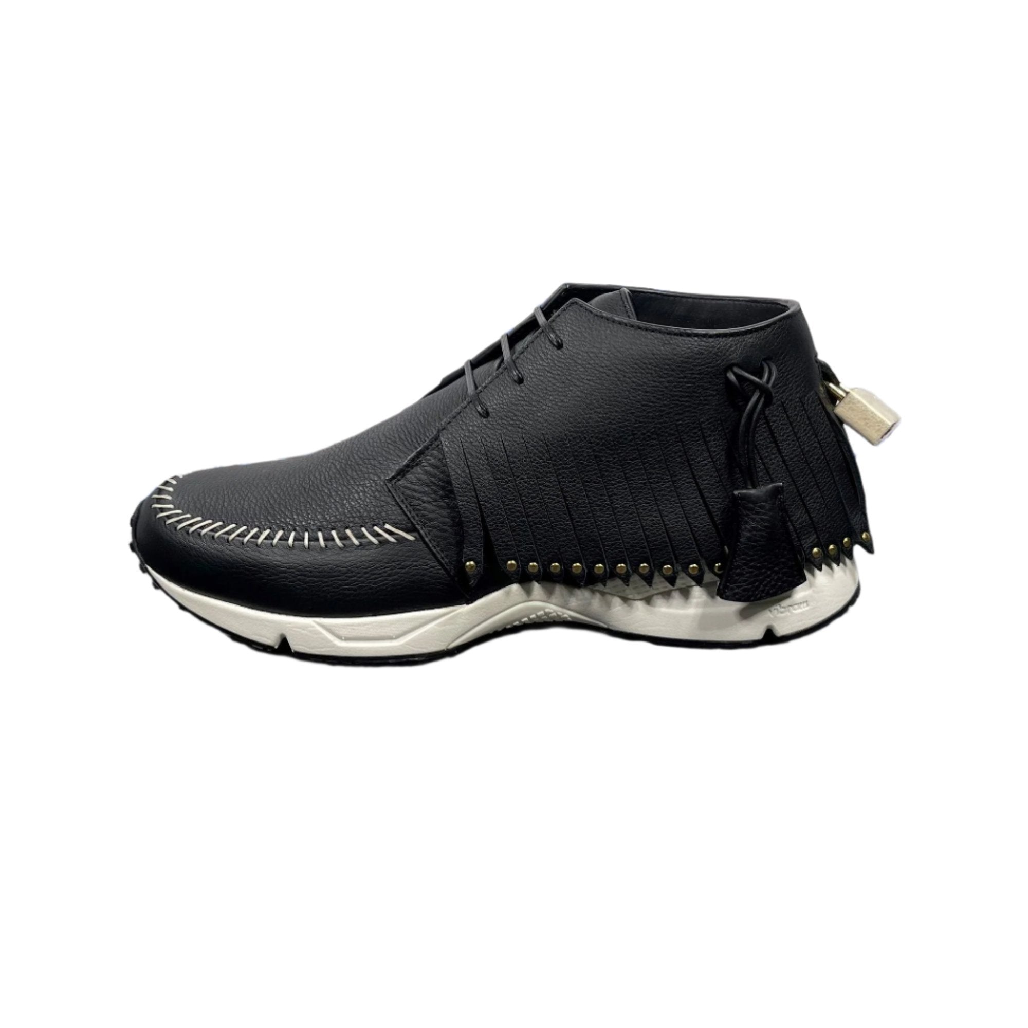 Buscemi Mens Gladiator Black White Leather Sneakers Positivo