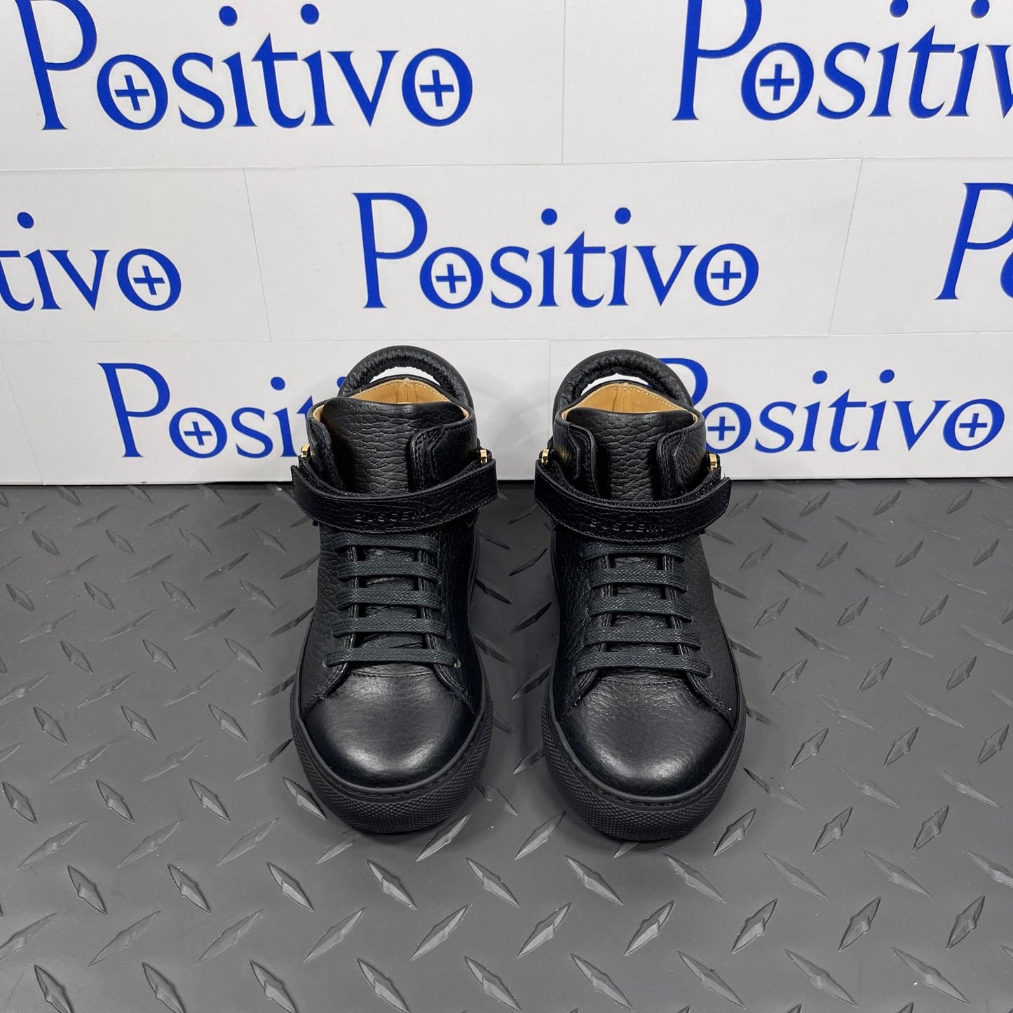 Buscemi 100MM Toddler Alce Black Leather Sneakers | Positivo Clothing