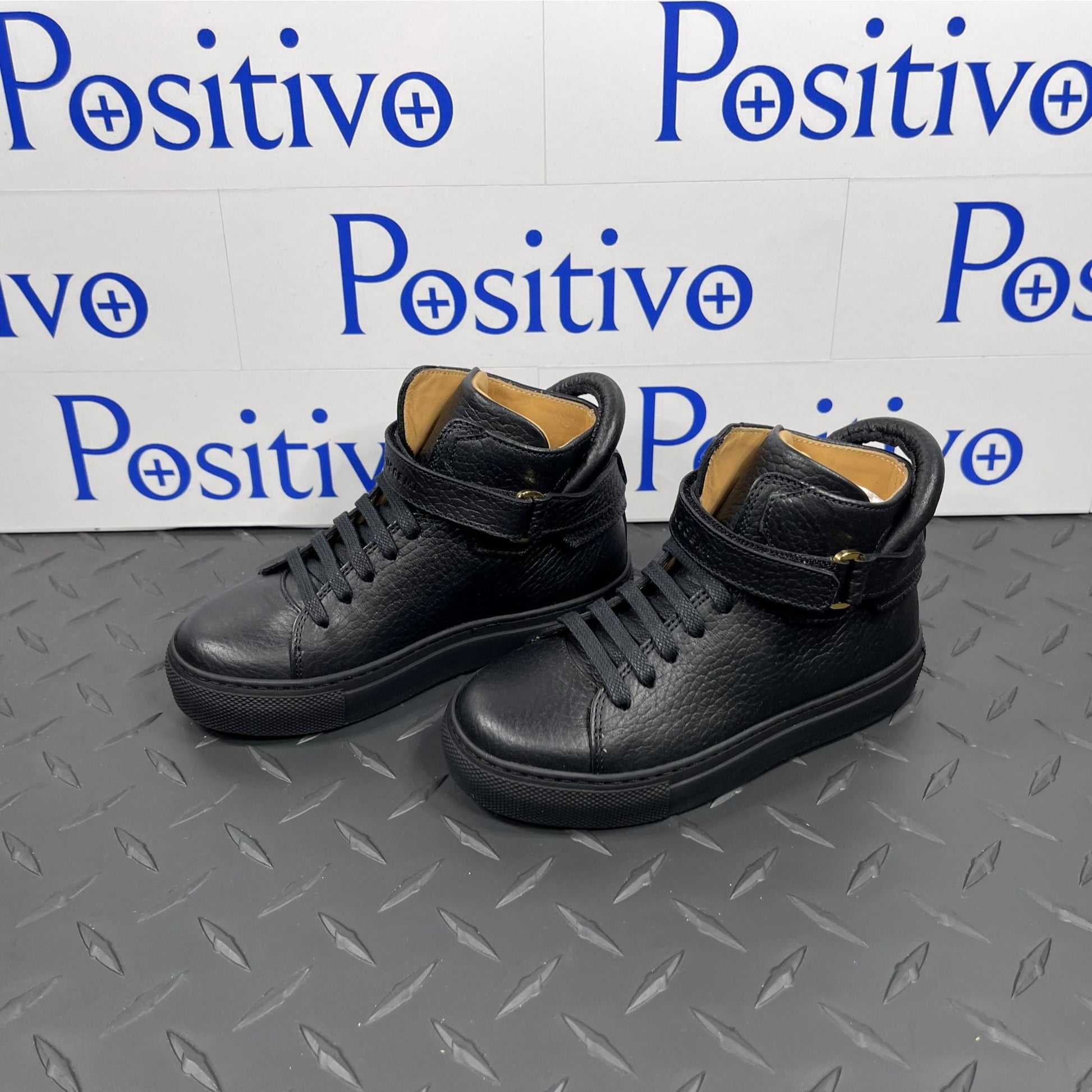 Buscemi 100MM Toddler Alce Black Leather Sneakers | Positivo Clothing