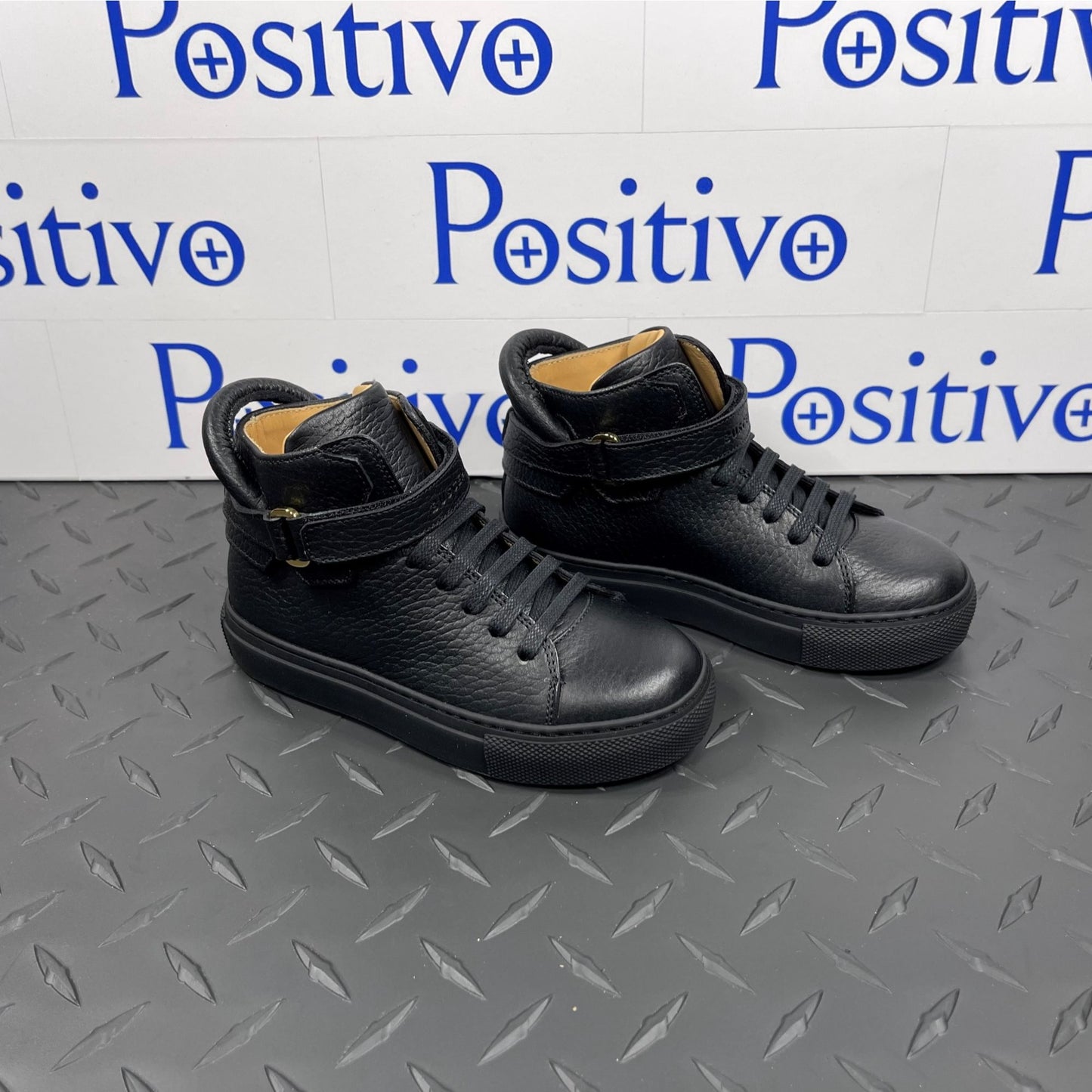 Buscemi 100MM Toddler Alce Black Leather Sneakers | Positivo Clothing