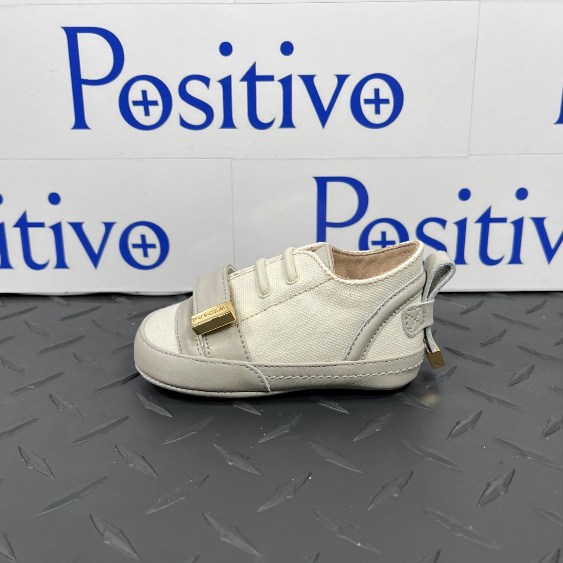 Buscemi 50MM Baby Canvas Off White Leather Sneakers | Positivo Clothing