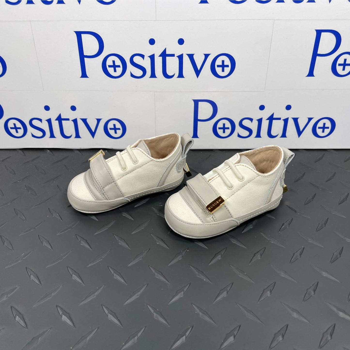 Buscemi 50MM Baby Canvas Off White Leather Sneakers | Positivo Clothing