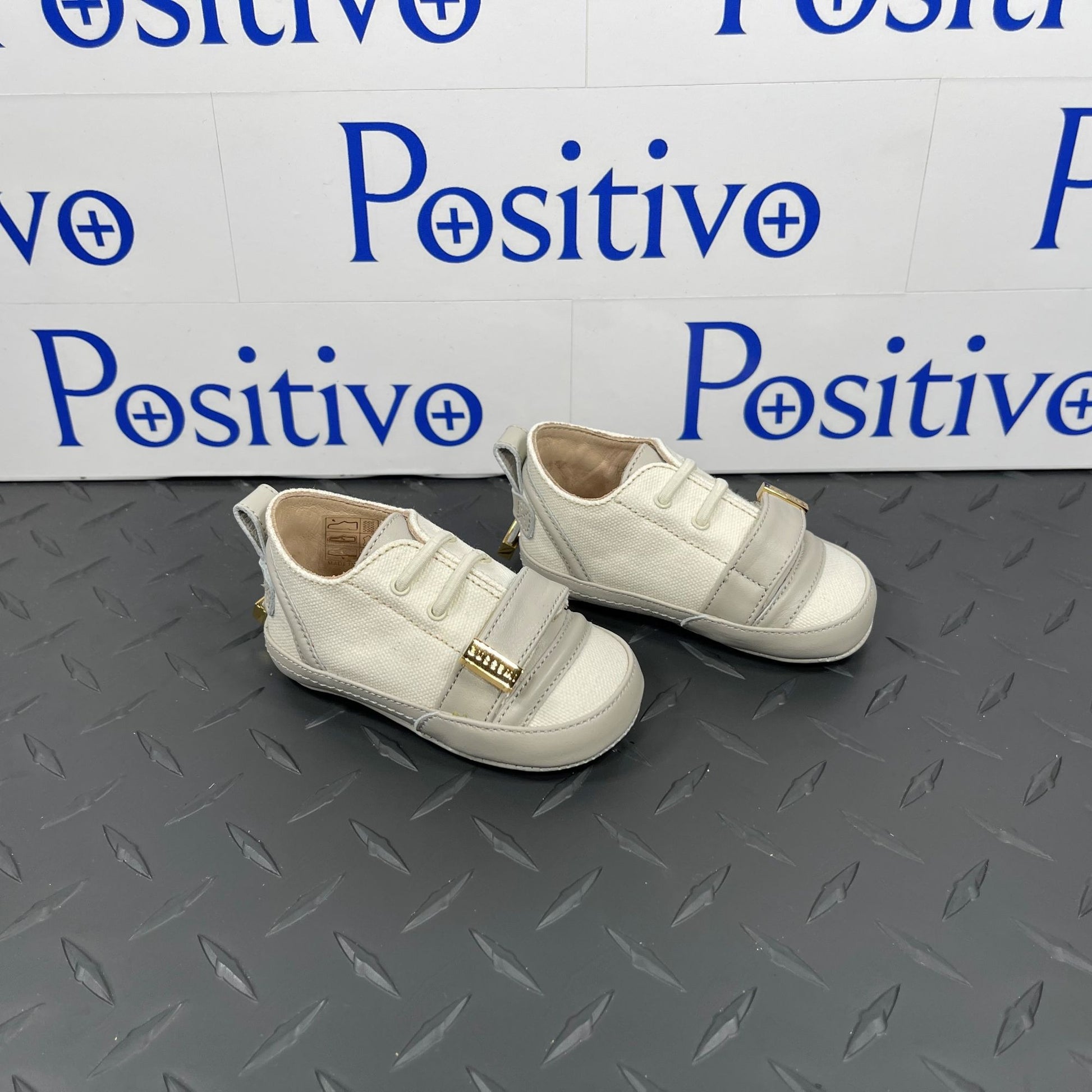 Buscemi 50MM Baby Canvas Off White Leather Sneakers | Positivo Clothing