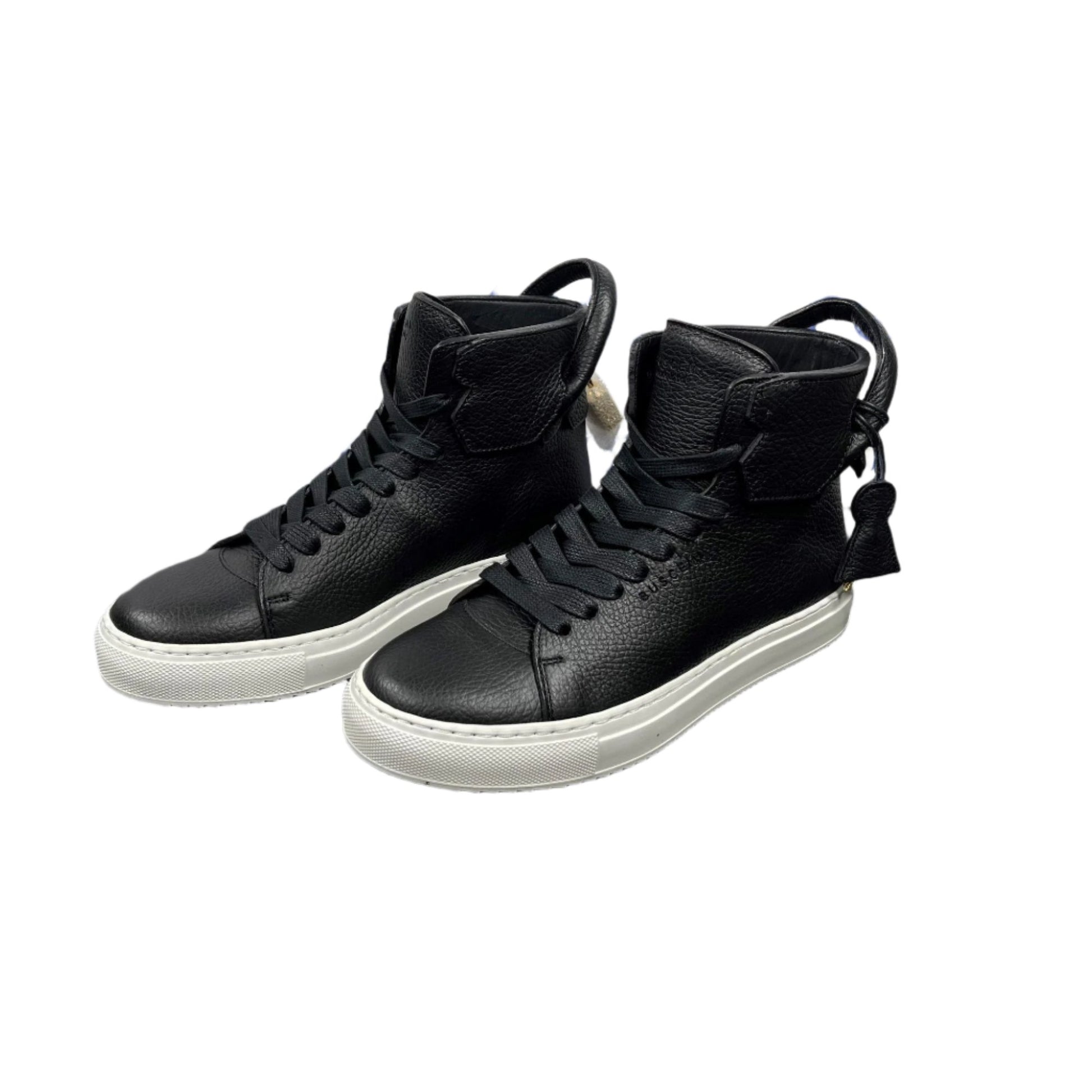 Buscemi Mens 125MM Black/White Leather High Top Sneakers | Positivo