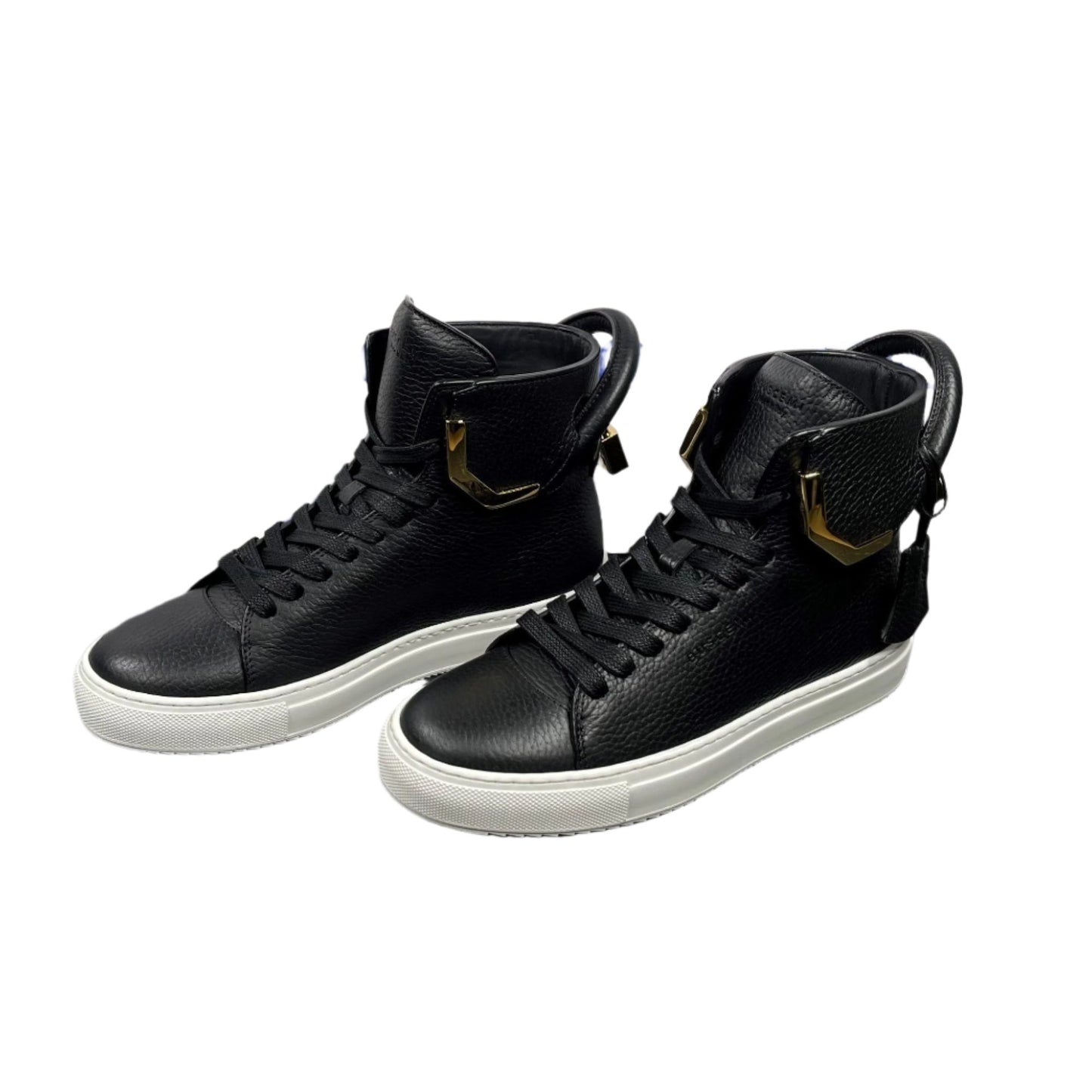 Buscemi Mens 125MM Corner Metal Black Leather Sneakers | Positivo Clothing