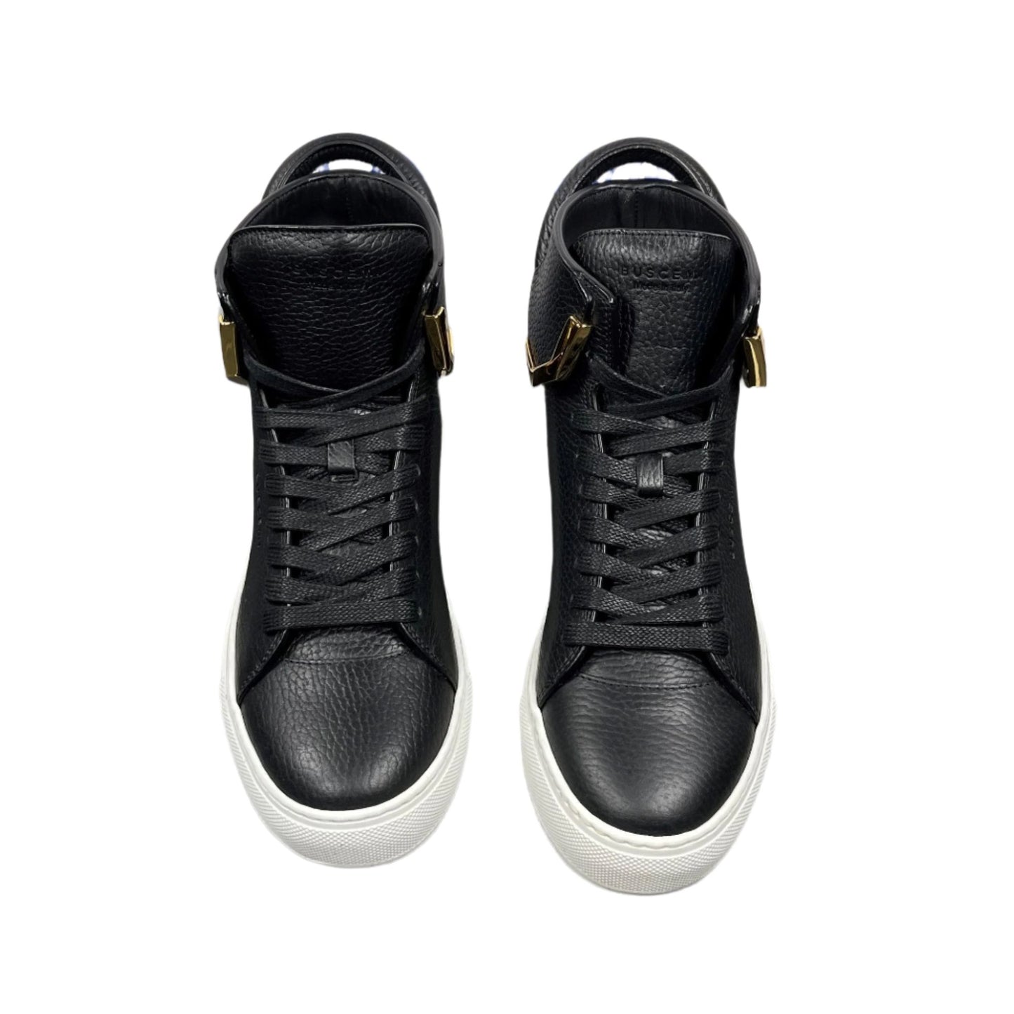 Buscemi Mens 125MM Corner Metal Black Leather Sneakers | Positivo Clothing