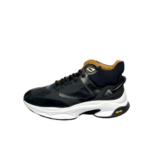 Buscemi Mens Veloce Mix Materials Black Leather Sneakers | Positivo Clothing