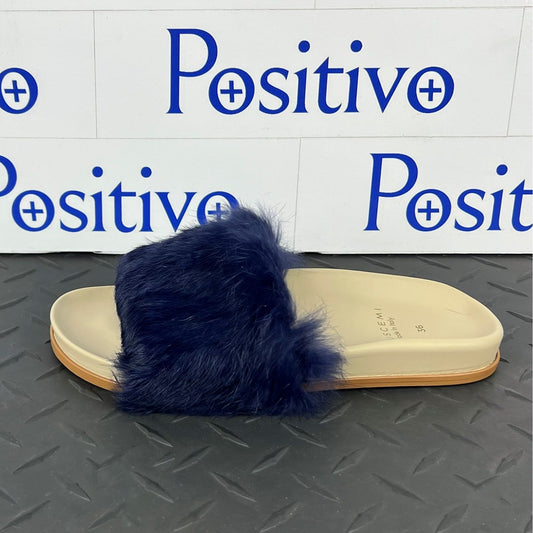 Buscemi Slide Fur Clot Purple Leather Slippers | Positivo Clothing