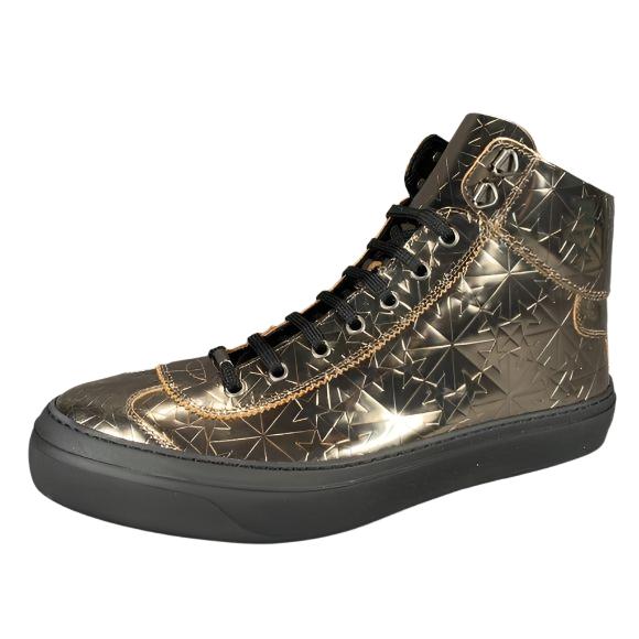 Jimmy Choo Mens Argyle Steel Gold High Top Sneakers | Positivo Clothing