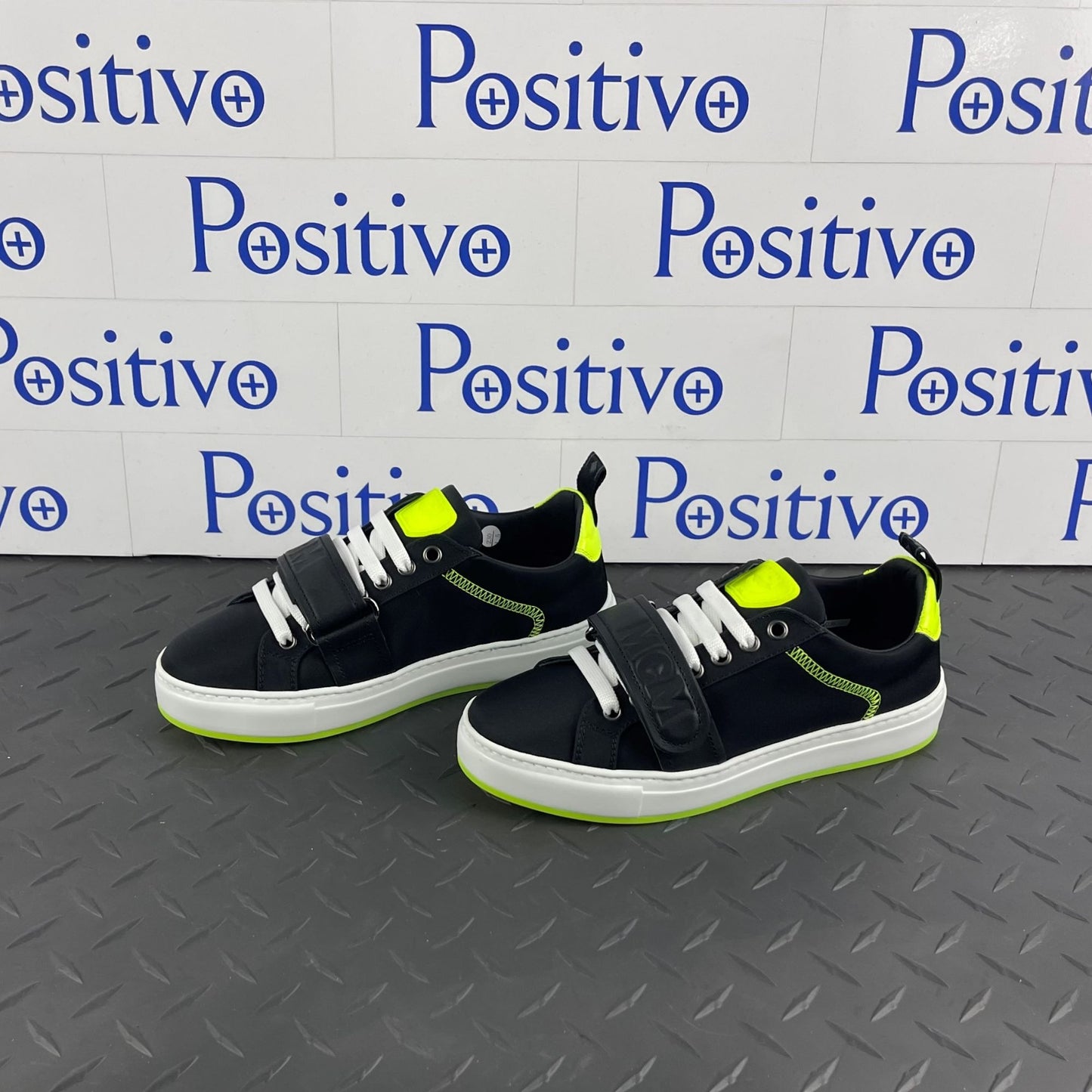 MCM Womens Lime/Black Nylon Low Top Sneakers | Positivo Clothing