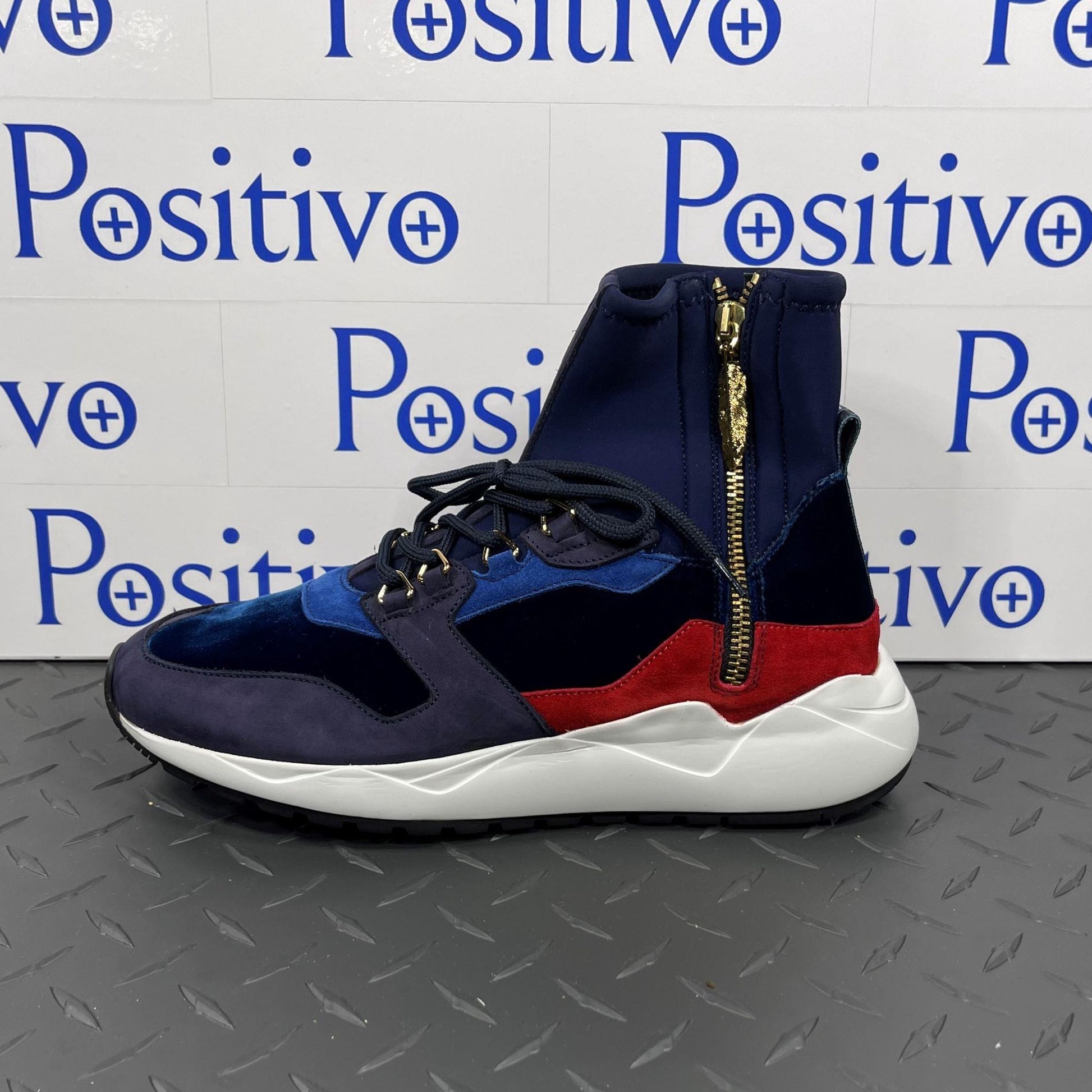 Buscemi Run1 Zip Navy/Ramino Suede Sneakers