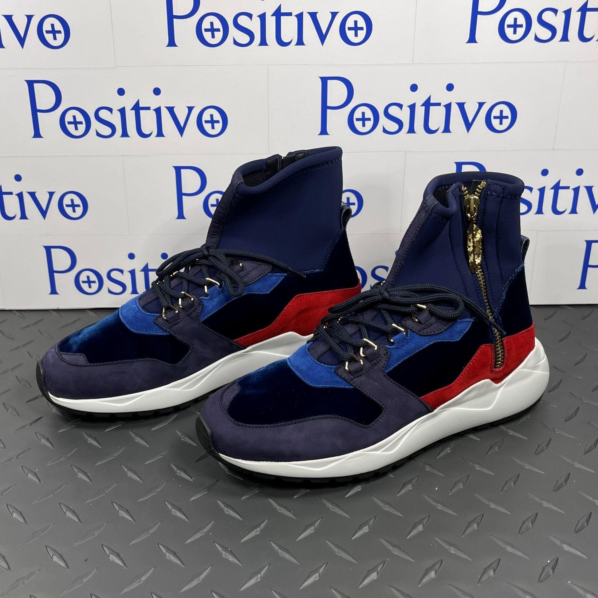 Buscemi Run1 Zip Navy/Ramino Suede Sneakers