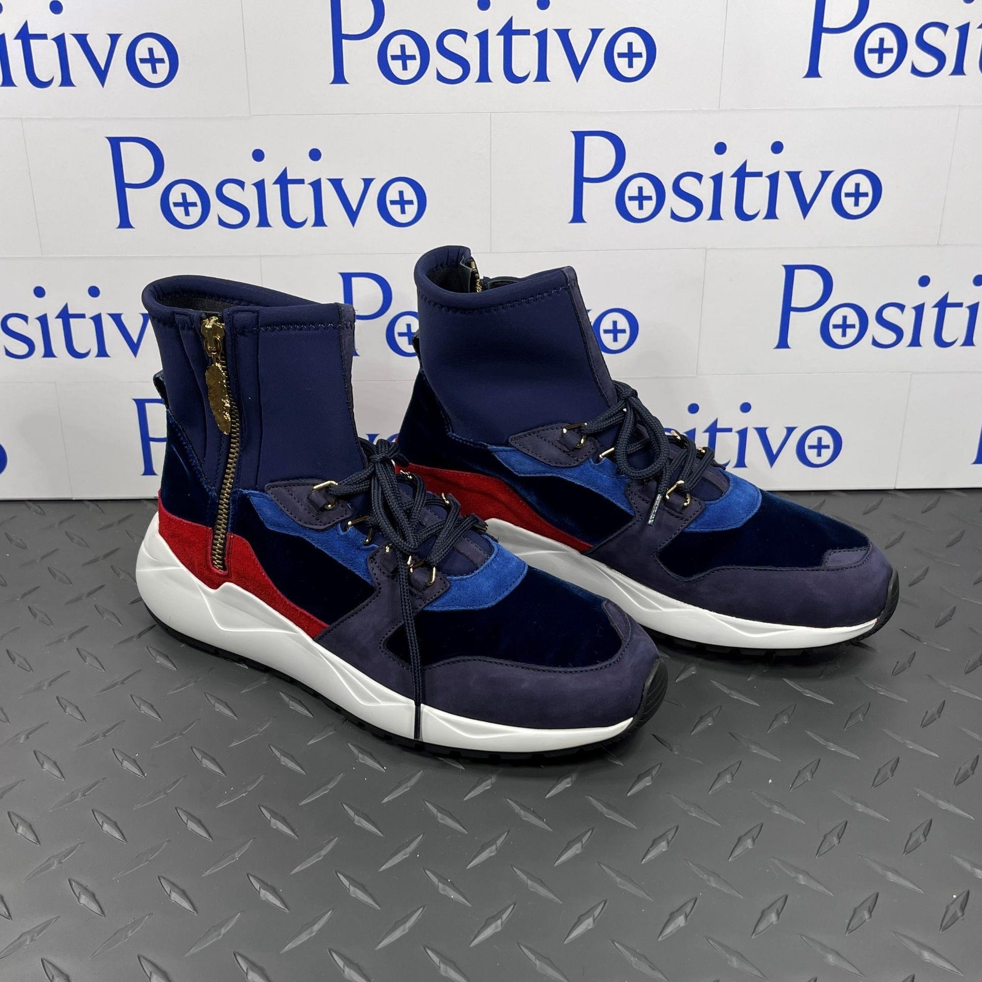 Buscemi Run1 Zip Navy/Ramino Suede Sneakers