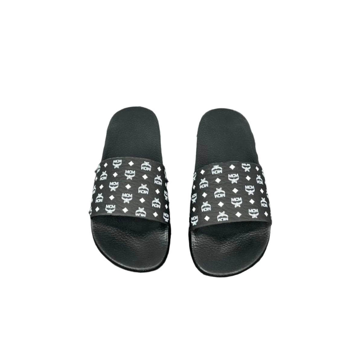 MCM Mens Black Visetos Rubber Slides | Positivo Clothing