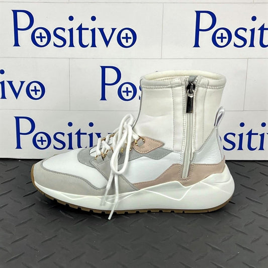 Buscemi Womens Run1 Zip White Leather Sneakers SAMPLE | Positivo Clothing