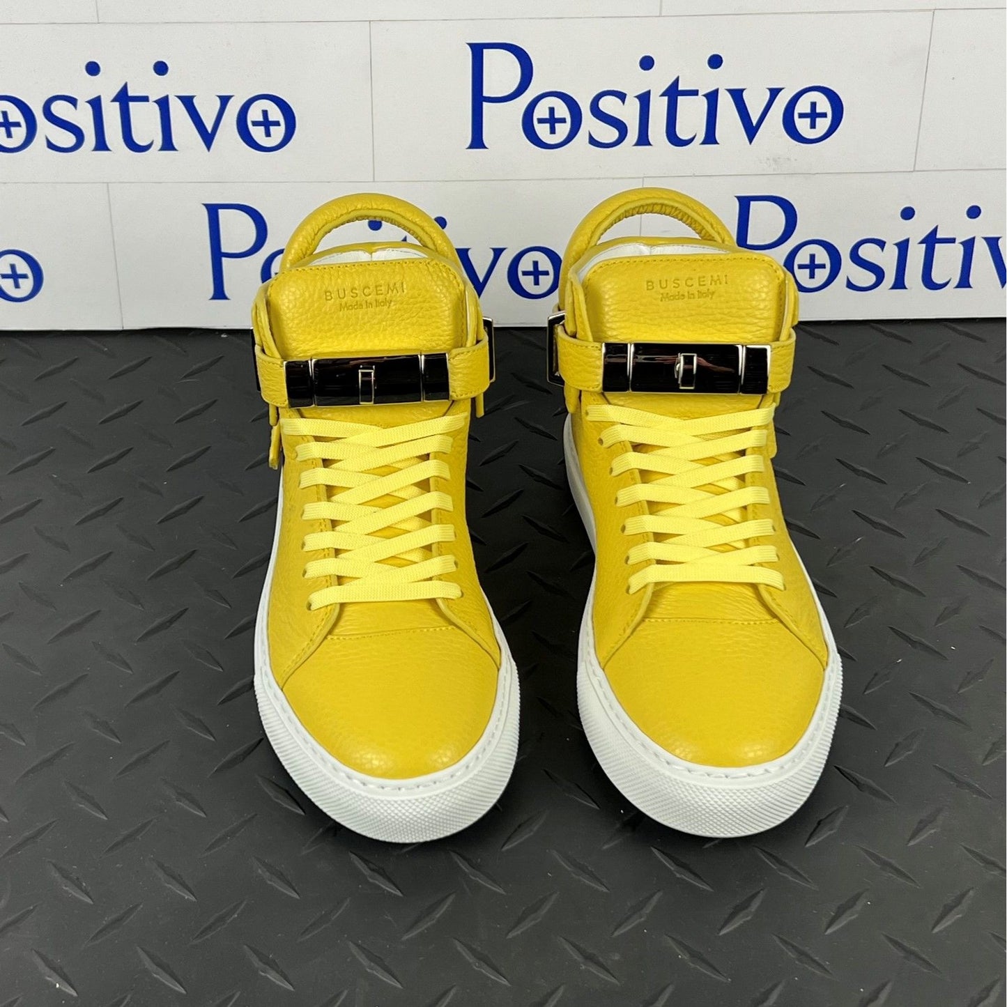 Buscemi Womens 100MM Alce Yellow Leather Sneakers SAMPLE | Positivo Clothing