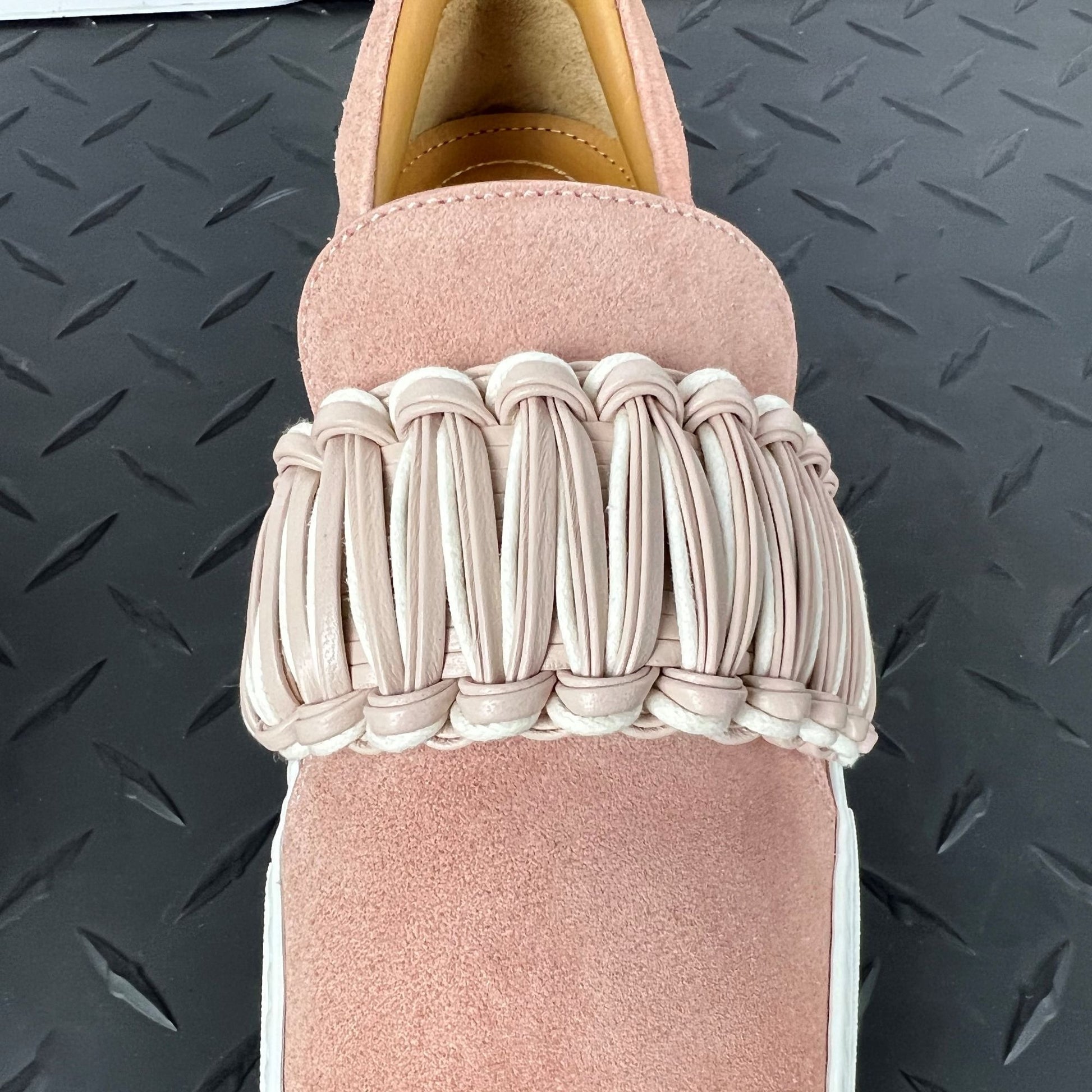 Buscemi Womens 40MM Braid Pale Pink Suede Sneakers SAMPLE | Positivo Clothing