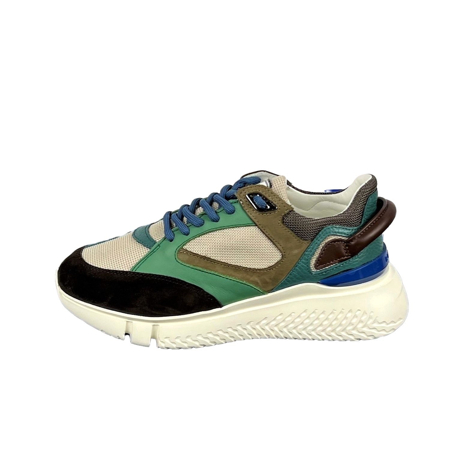 Buscemi Women s Veloce Brown Green Leather Sneakers SAMPLE