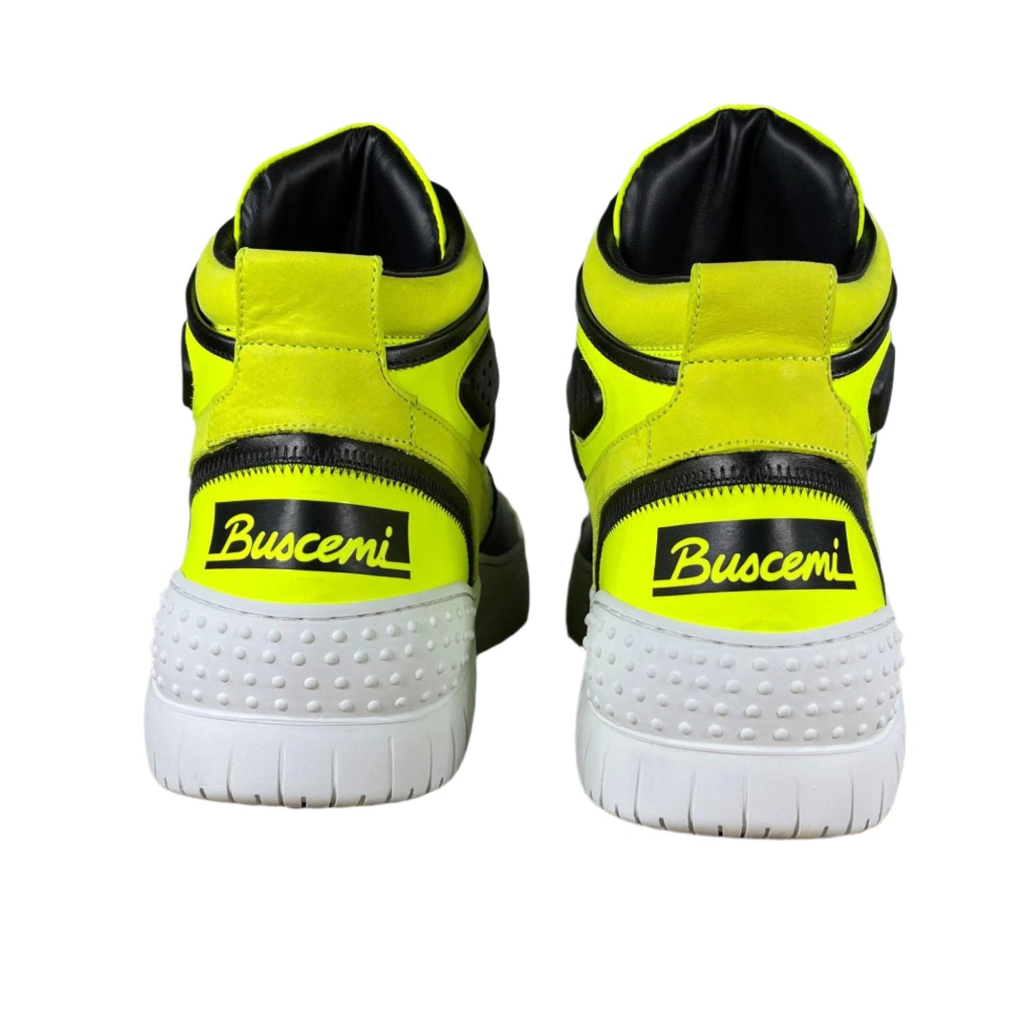 Buscemi Basket Neon Yellow Leather High Top Sneakers | Positivo Clothing