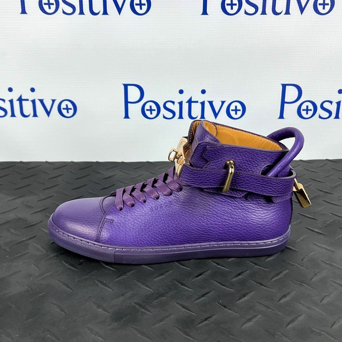 Buscemi Womens 100MM Flat Violet Leather Sneakers | Positivo Clothing