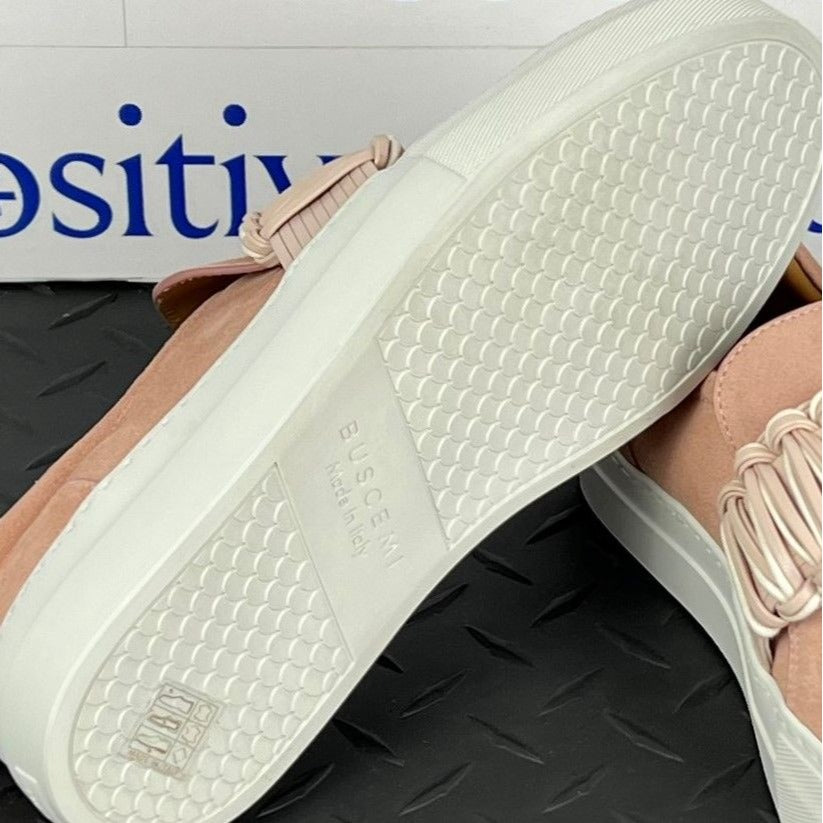 Buscemi Womens 40MM Braid Pale Pink Suede Sneakers SAMPLE | Positivo Clothing