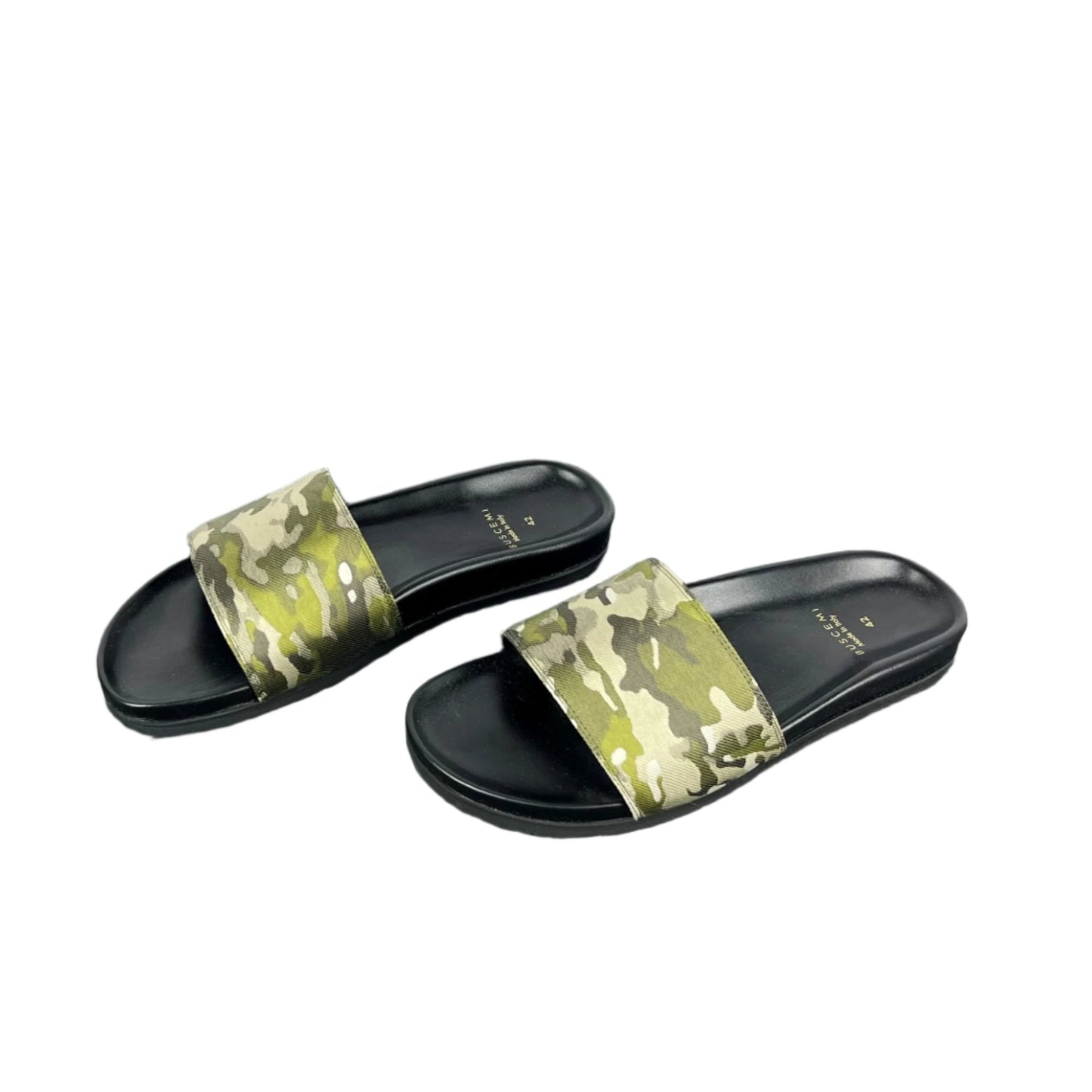 Buscemi Mens Slide Jacquard Camou Leather Sandals | Positivo Clothing