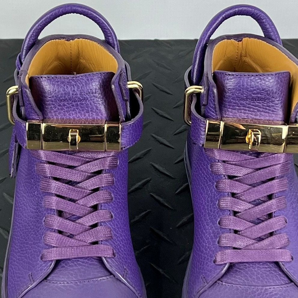 Buscemi Womens 100MM Flat Violet Leather Sneakers | Positivo Clothing